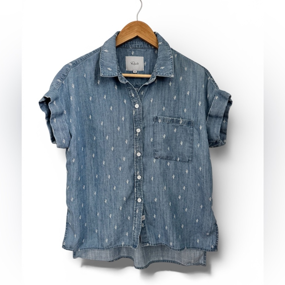 Rails Whitney Denim Cactus Button Front Shirt XS
